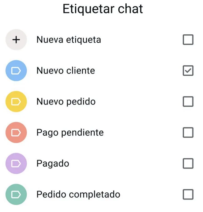 Etiquetas de chat en WhatsApp