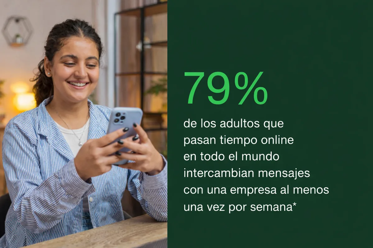 Persona interactuando con una empresa a través de su teléfono